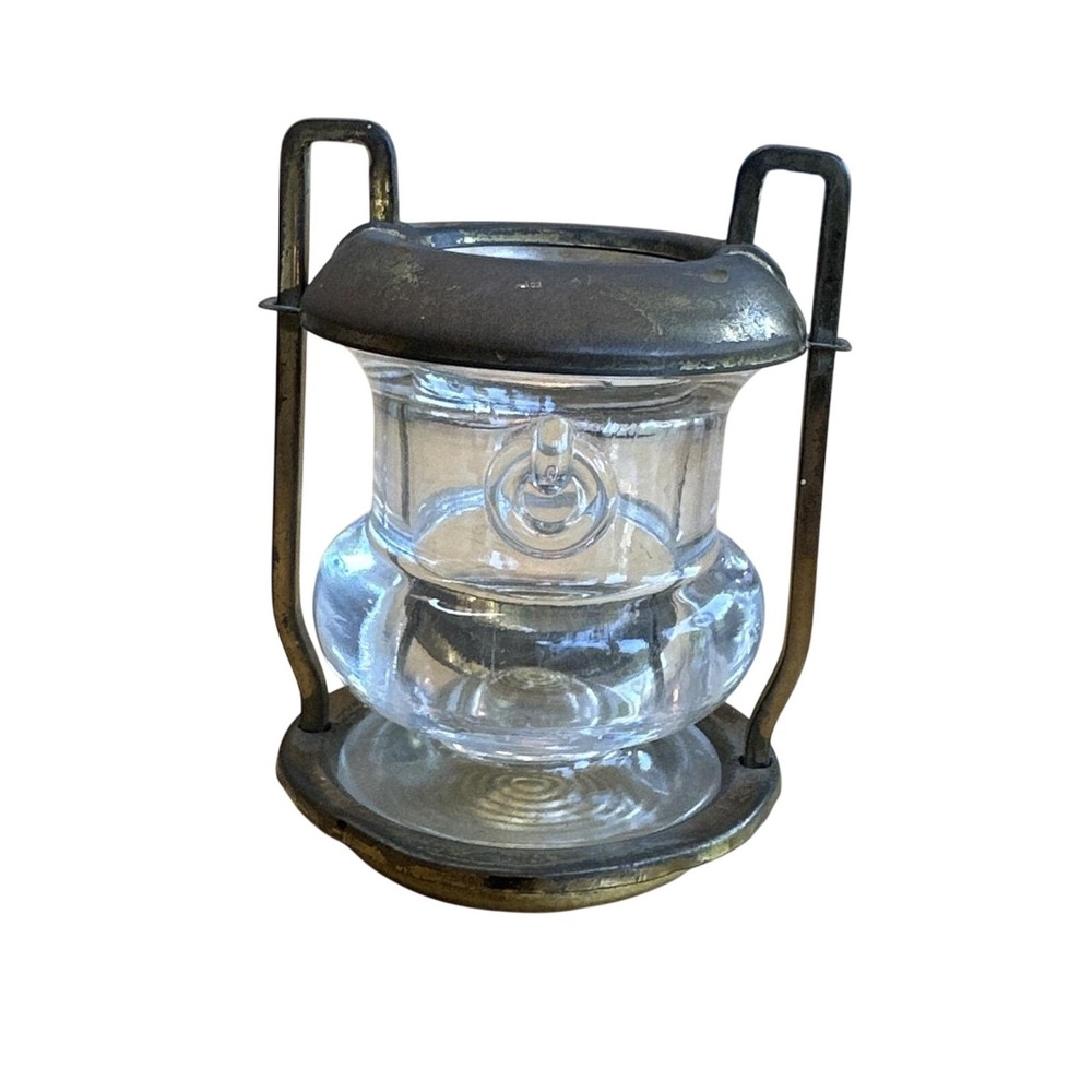 Antique Small Mini Brass Whale Oil Lamp Hanging Ship Parts Toothpick Holder